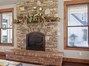 Stone and brick fireplace